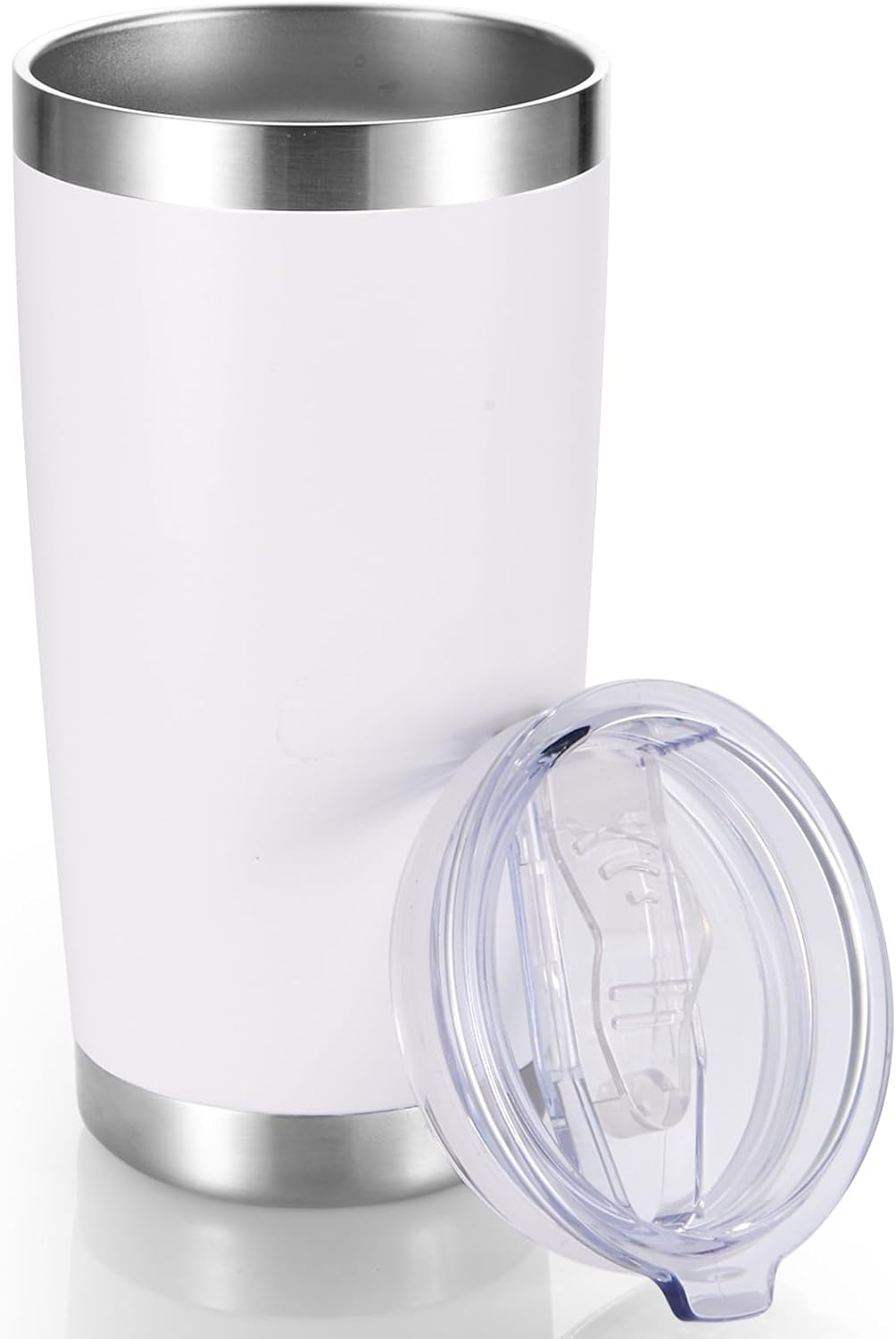 20 oz Tumbler Stainless Steel Tumblers with Lid Double Wall Vacuum Insulated Coffee Mug 20oz Powder Coated Cup for Hot and Cold Drinks, White, 1 pack