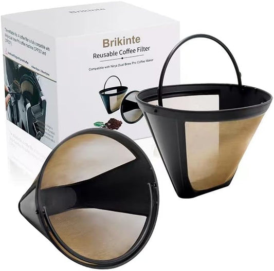Reusable Coffee Filters for Ninja Dual Brew Coffee Maker, 2 Pack Permanent Coffee Filter #4 Replacement Compatible with