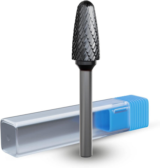 CATITO Arc Cylinder With Ball Top Die Grinder Bit, Cut Carbide Rotary Burr for Steel, Wood and Metal Working, Engraving,