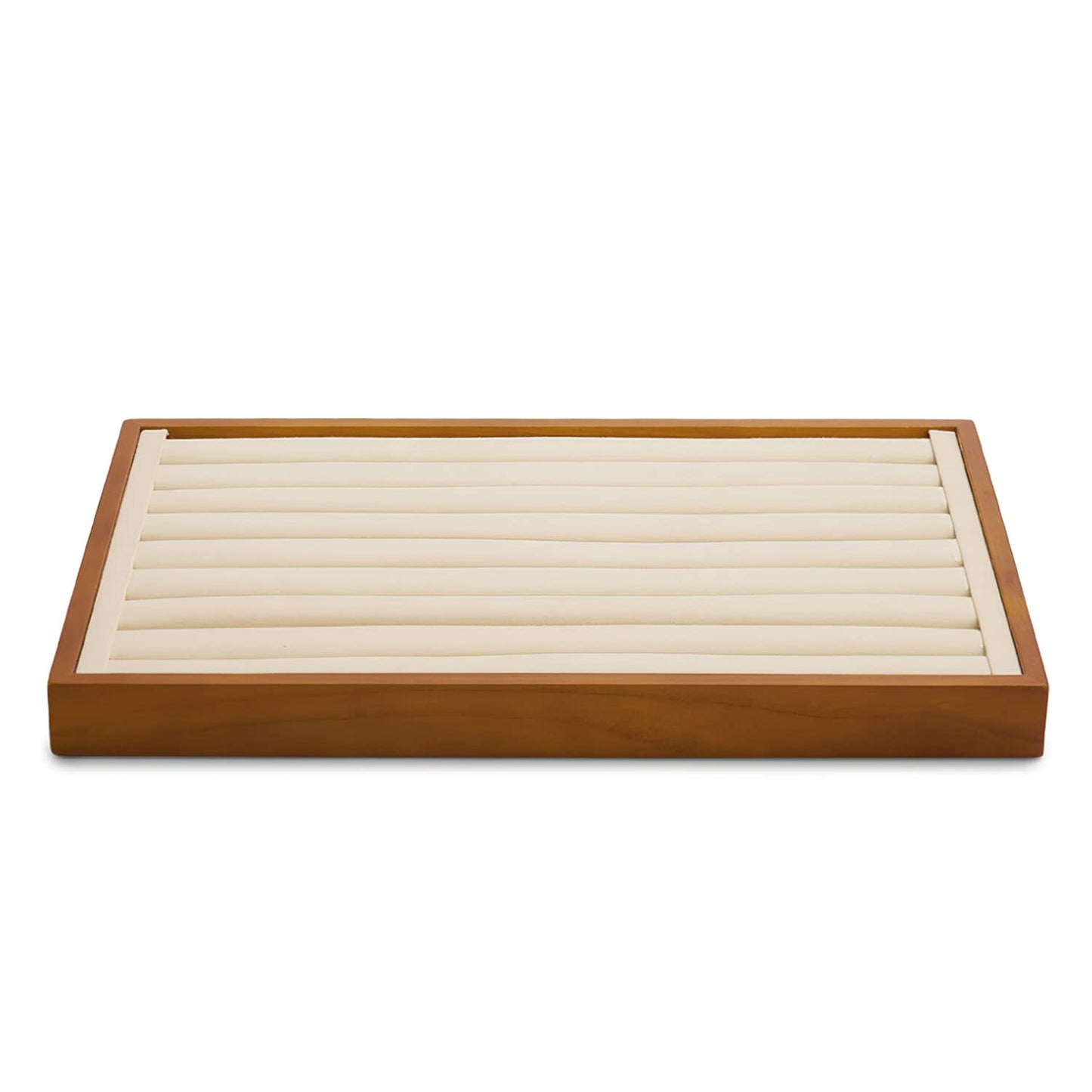 Oirlv 8 Line Wood Ring Storage Tray Jewelry Drawer Organizer Showcase Ring Earrings Display Holder(Creamy-White)