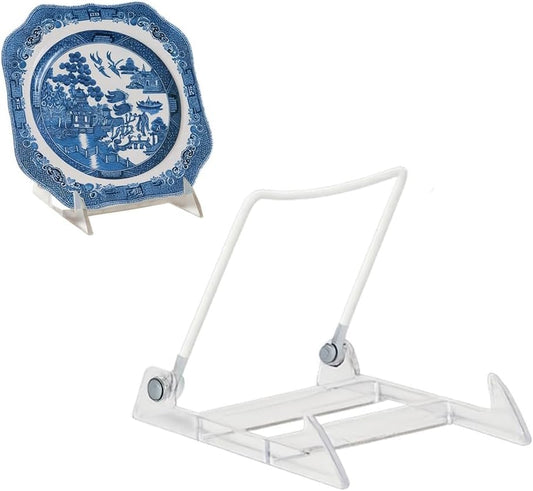 KINGDOM SOLUTIONS MADE IN USA 12-Pack Adjustable Acrylic Easels - Plate Stand - Sturdy Book Stand for Art, Pictures, Plates,