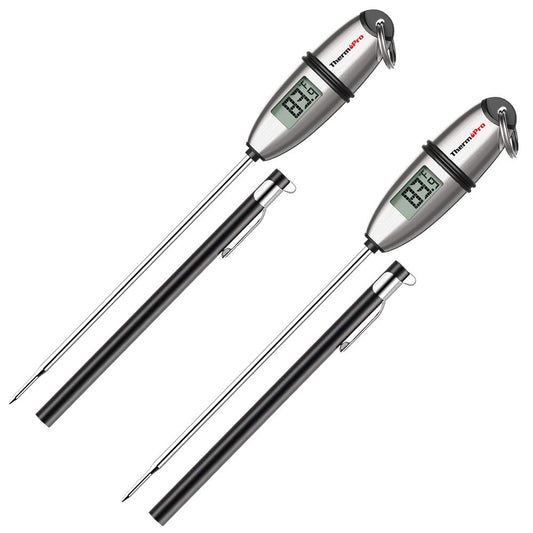 ThermoPro TP02S (2 Pack) Instant Read Meat Thermometer Digital Cooking Food Thermometer with Super Long Probe for Grill