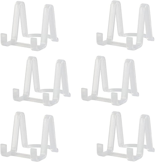 Artliving Plate Display Stands Easel Holder - 3-Inch Plastic Stand for Small Decorative Plates, Pictures and Photos - Clear