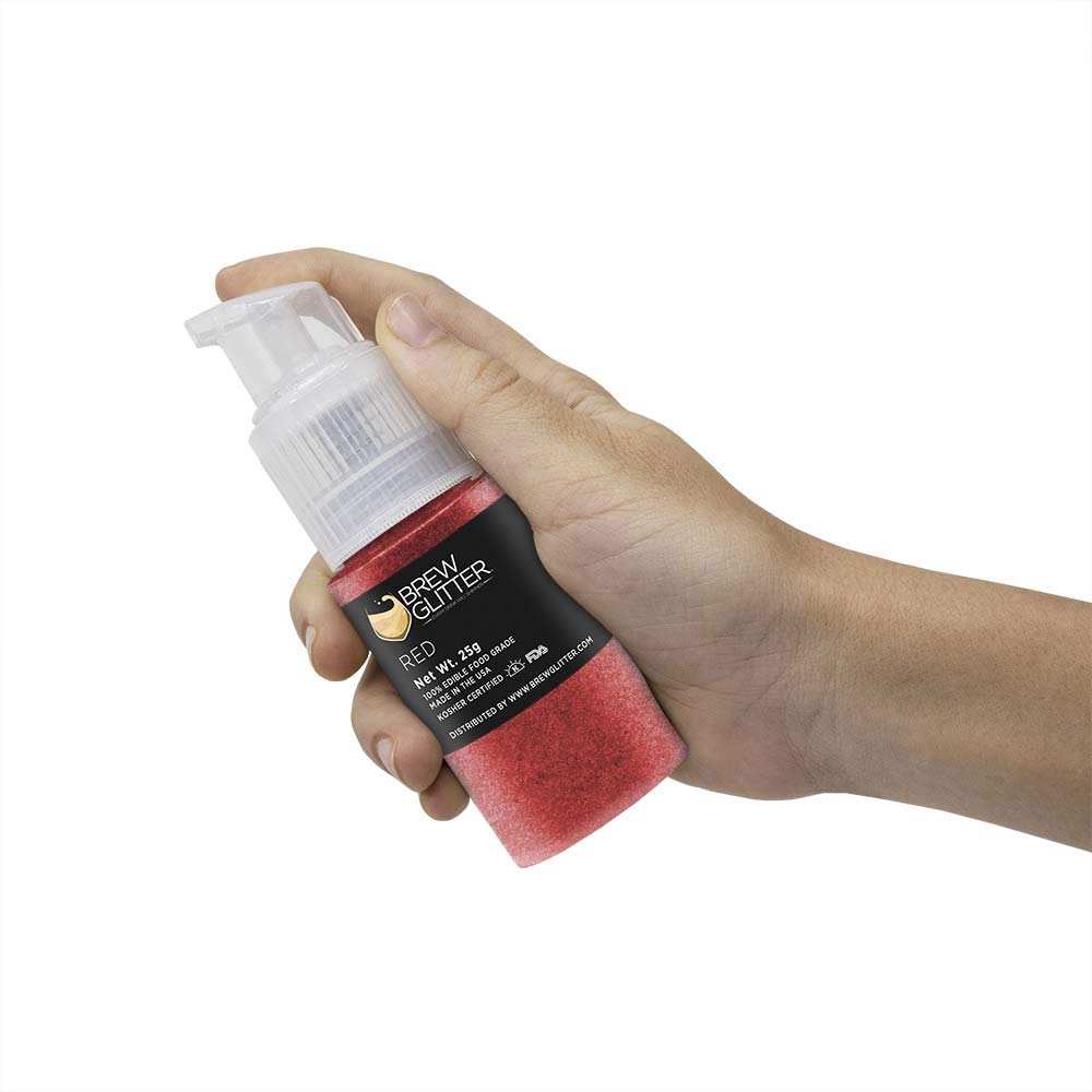 Brew Glitter Edible Drink Glitter Pump 1x 25g for Cocktails, Beer, &amp; Beverages (Red)