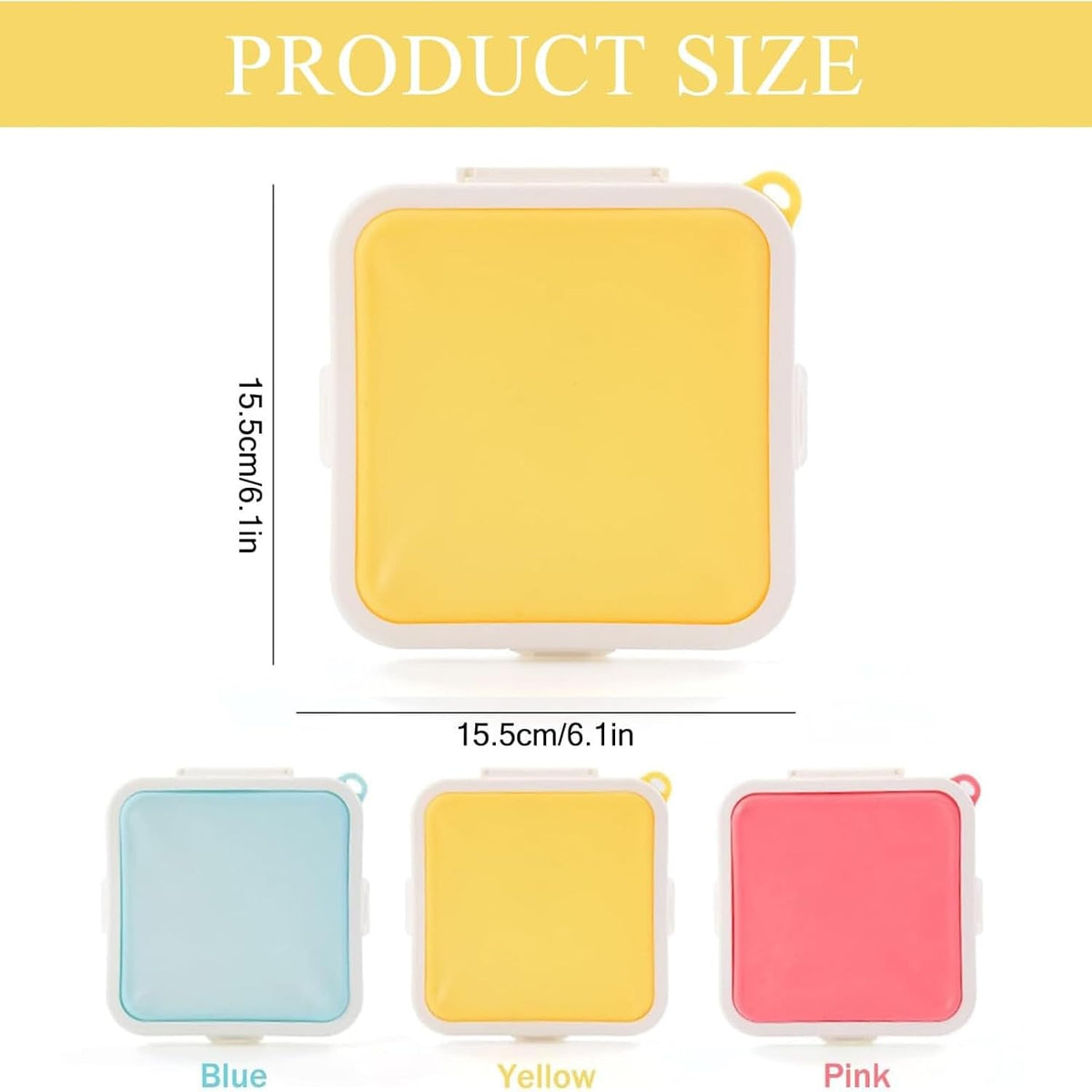Sandwich Containers, Silicone Sandwich Storage with Snap-Off,Sandwich Box for Lunch,BPA Free,Leakproof, Reusable Plastic Sandwich Holder for Fruit,Salad,Snacks and Food Storage (Yellow+Pink)