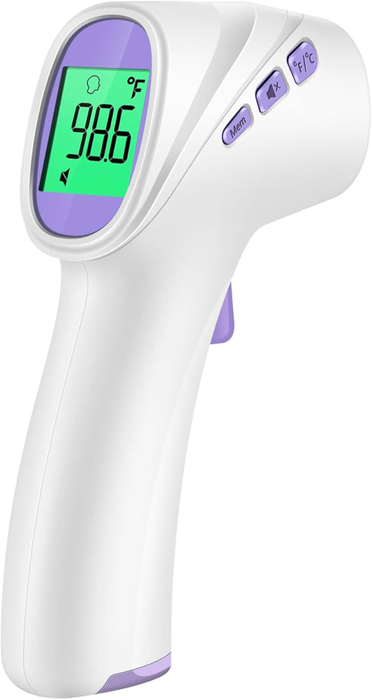 Forehead Thermometer for Adults, Kids & Babies, No-Touch Digital Thermometer with LCD Backlight Display, Fever Alarm and 1s