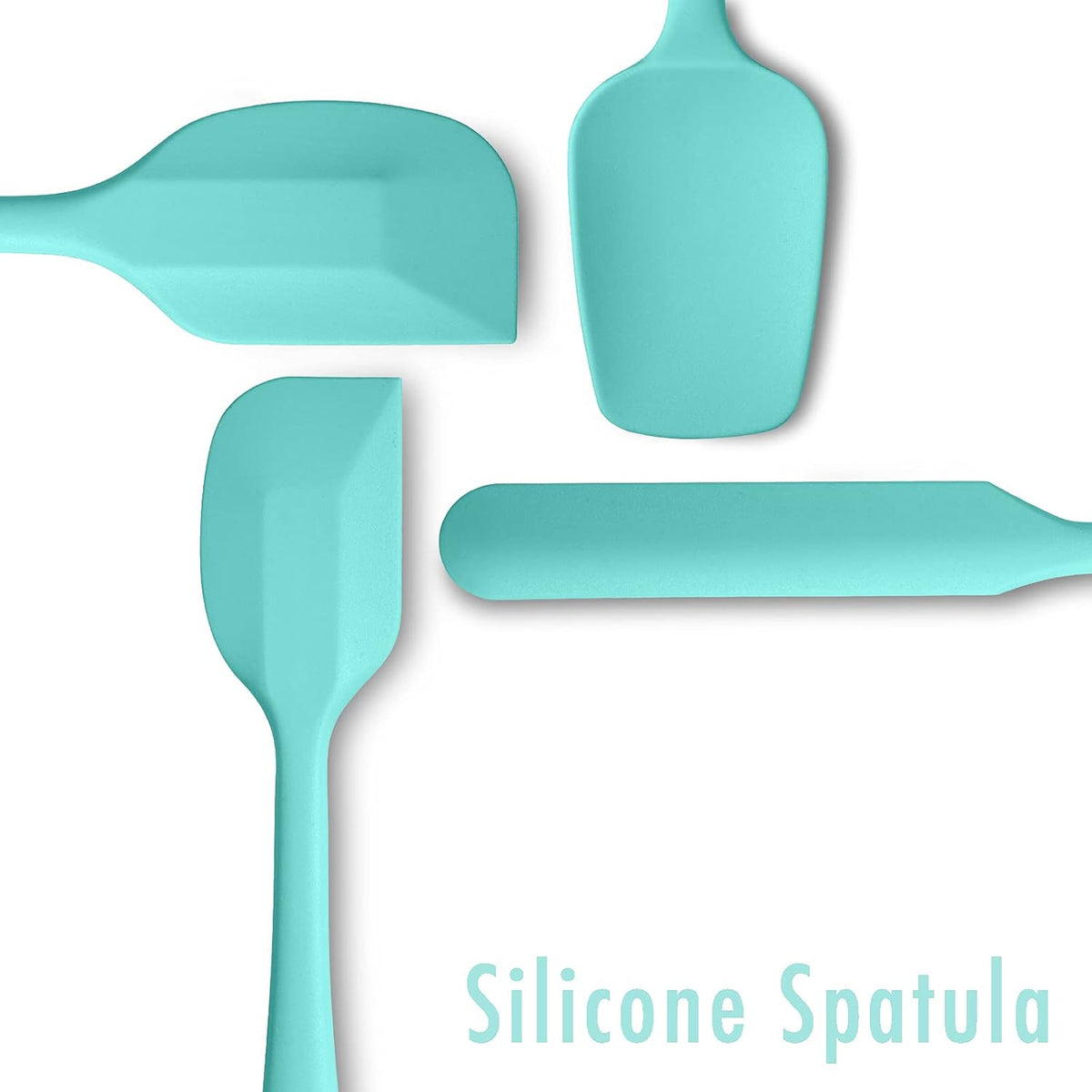 4 Piece Silicone Spatula Set, Flexible Heat Resistant Non-scratch Baking Cooking Rubber Spatulas with Stainless Steel Core, Aqua Sky | One-piece silicone rubber spatulas for baking and cooking; flexible tips, gentle on nonstick cookware and dishwasher saf
