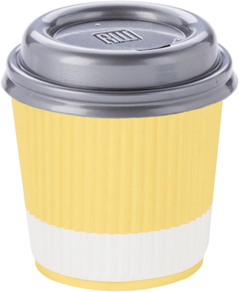 Restaurantware Ripple Wall Coffee Cups 500 Count 4 Ounce Insulated Light Yellow Paper Cups, Rolled Rim Spill-Resistant Disposable Paper Non-Slip for Coffee, Beverages