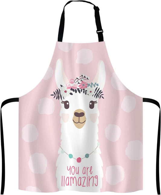 Llama with fun quote You are llamazing Bib Apron with Adjustable Neck for Men Women,Suitable for Home Kitchen Cooking