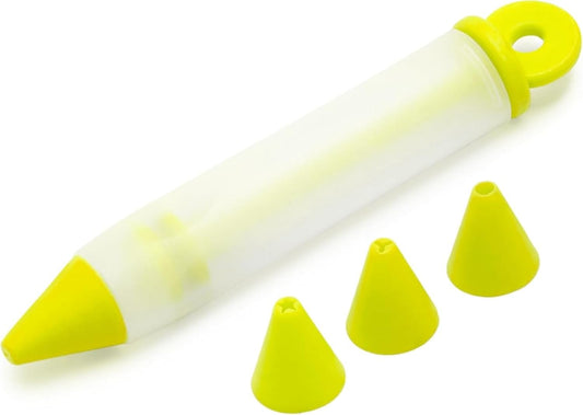 Cake Decorating Pen Dessert Decorating Tool, Silicone Food Syringe Cylinder with 4 Heads Cookie Icing Piping Nozzles Used