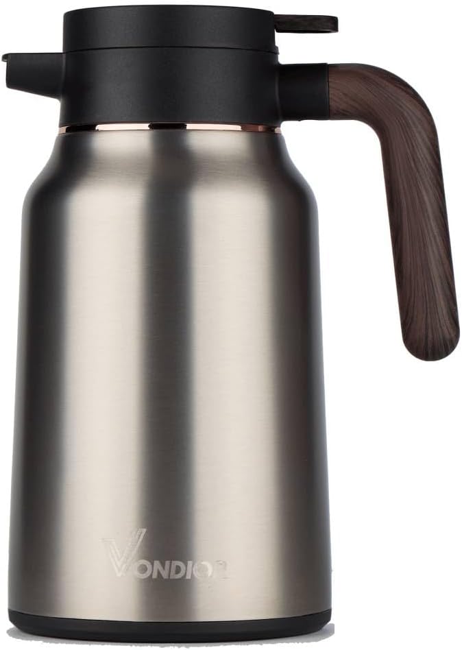 Vondior Coffee Carafe 65oz - 36 Hours Thermal Coffee Thermos- Insulated 304 Stainless Steel Hot Beve