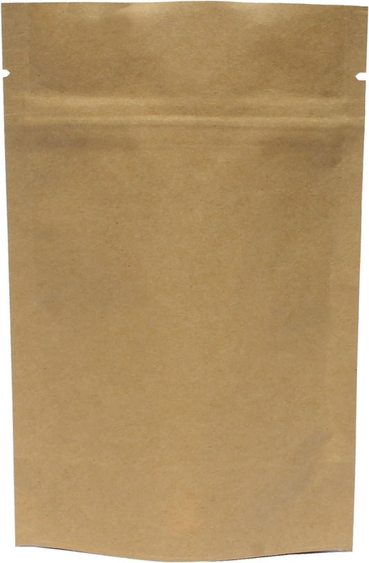 AwePackage 2 oz Stand up Zipper Pouch Bag - FDA and USDA compliant Heavy Barrier 4X6X2 Inch (100, Natural Kraft)