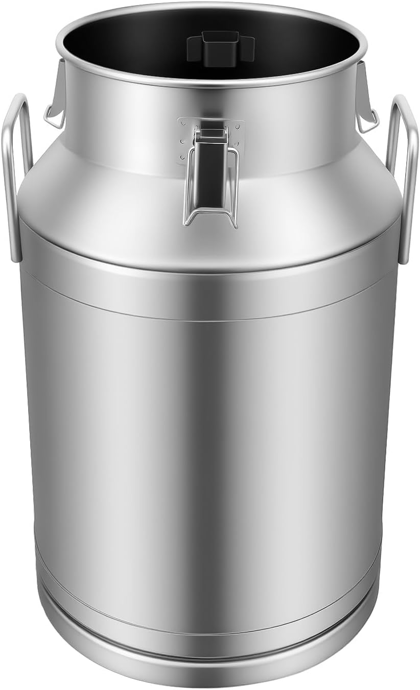 Large Liquid Container Storage, Bucket Rice Cereal Airtight Canister Container,Stainless Steel Milk Bucket With Sealing Lid and Carry Handle,for Wine, Oil Storage Transport (40L/10.6 Gal)