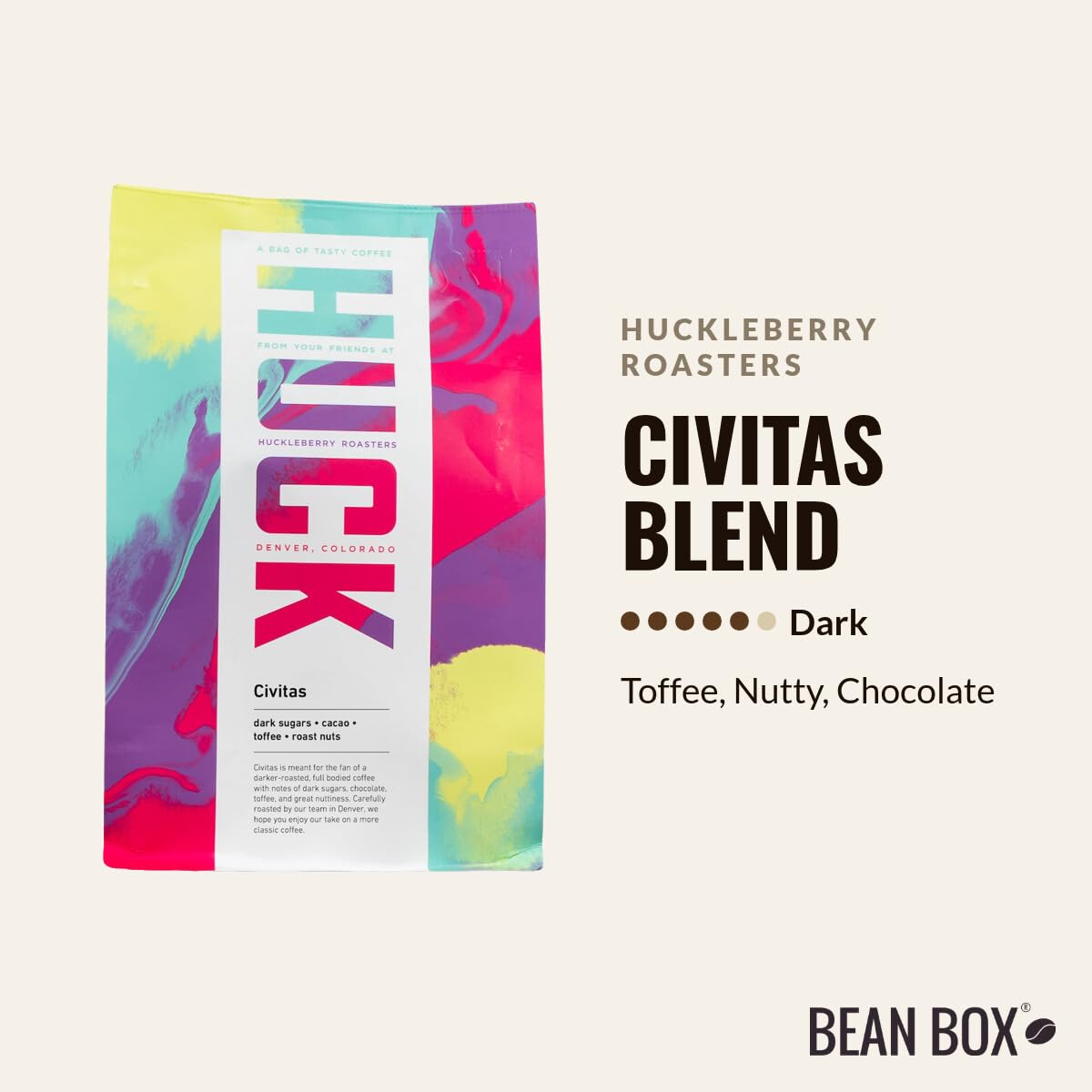 Civitas Blend - Roasted by Huckleberry Roasters - Whole Bean Coffee - 2 Pound Bag