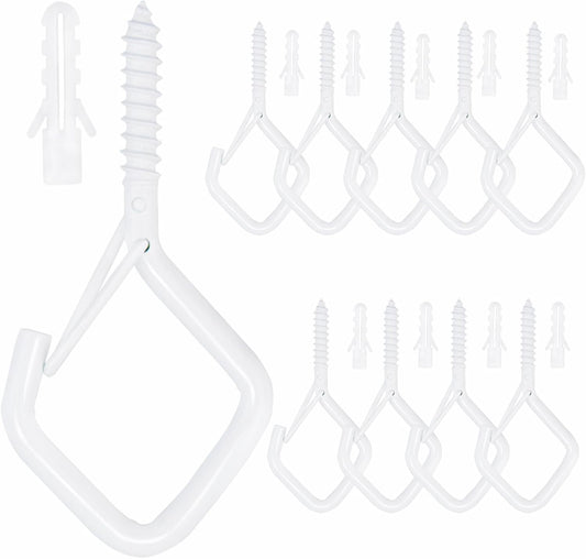 10PCS Eye Screw Hooks for Hanging Heavy Duty with Safety Buckle.Metal Ceiling Hooks for Hanging Plants,Cup,Wind Chime,Bird