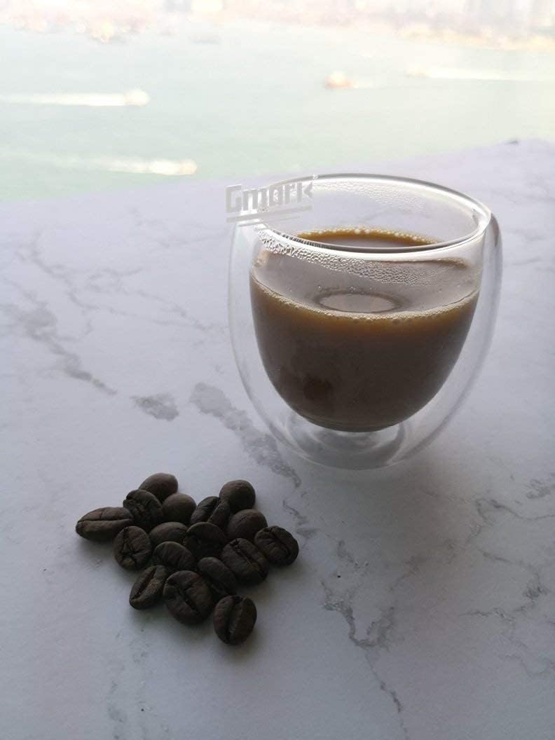 Gmark 2.7 oz Double Wall Glass Espresso Cups Set of 4 - Insulated Borosilicate Glass Espresso Shot Glasses - Mini Demitasse Cups for Coffee Bar Accessories &amp; Tea GM2028