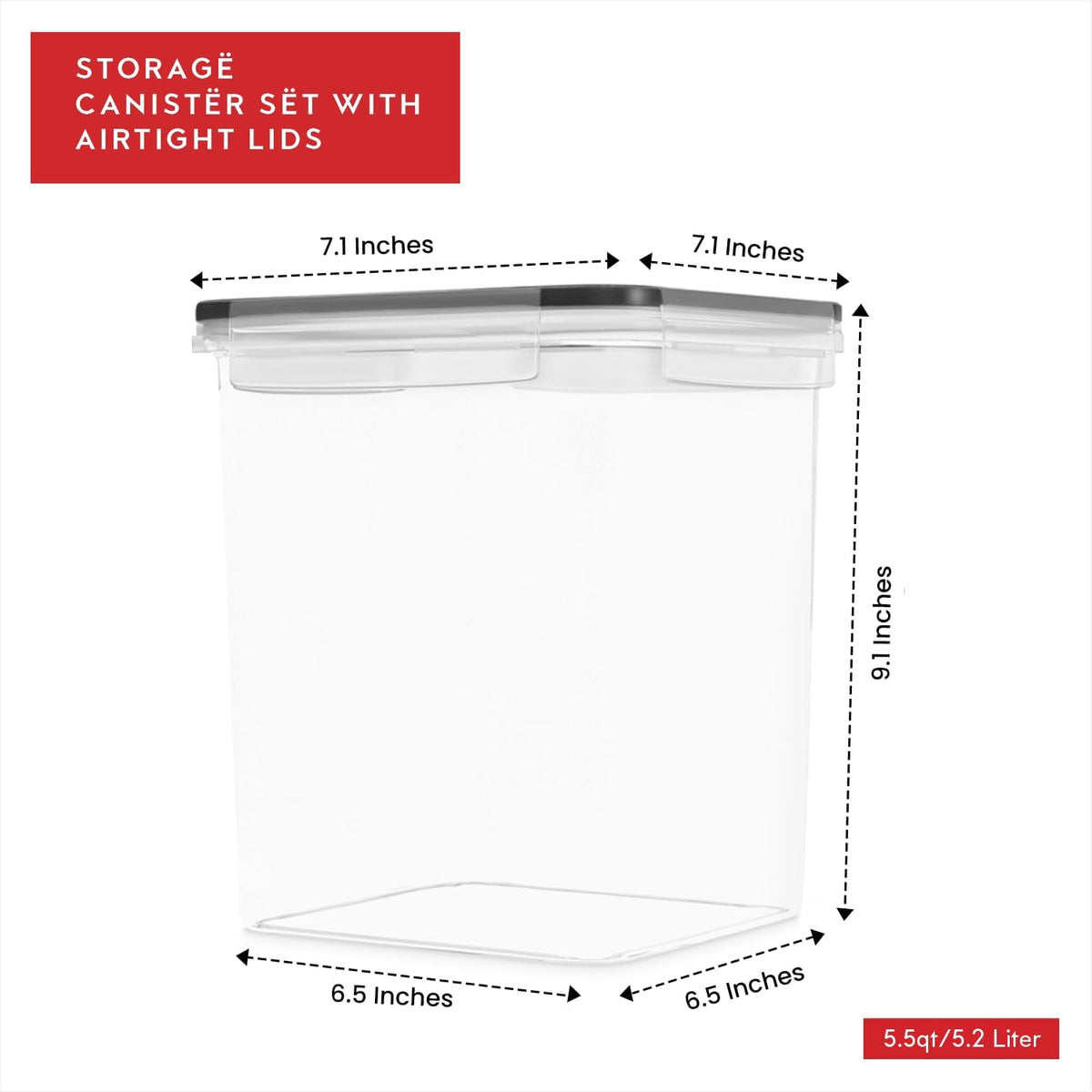 DWËLLZA KITCHEN Large Flour Sugar Storage Containers Set of 2; 175 FL. oz - 5.2L Plastic Airtight Food Storage Containers with Lids for Kitchen Pantry Organization - Food Containers, Labels & Marker