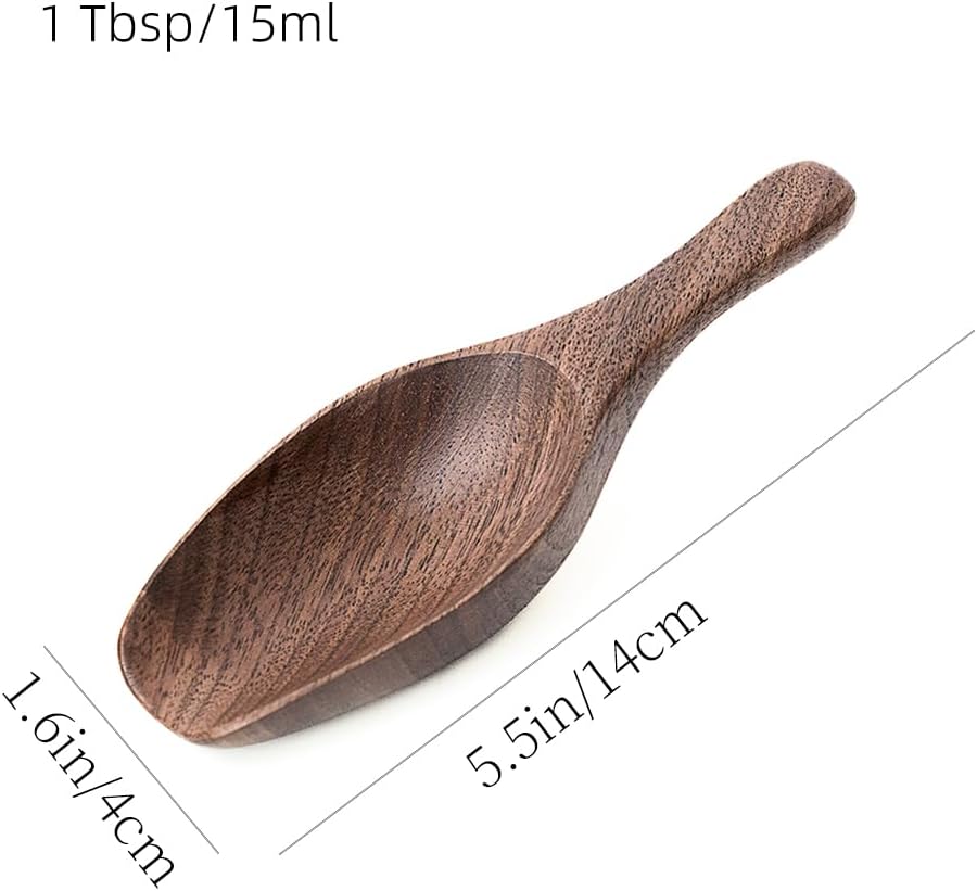 Black Walnut Coffee Scoop for Ground Coffee, Loose Tea &amp; Bath Salts, 1 Tablespoon/15ml, Multi-Purpose Kitchen Scooping Tool for Jars, Canisters &amp; Coffee Brewing Accessories(1pcs)