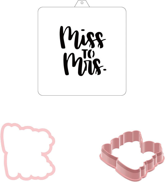 Wedding Cookie Cutter and Stencil Set Bundle Miss to Mrs Bachelorette Wedding Bridal Plaque Cookie Cutter or Stencil (Miss