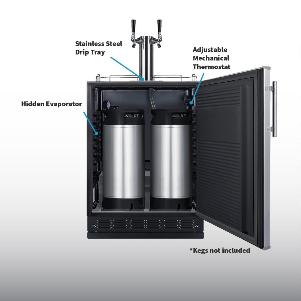 Summit 24" Cold Brew Kegerator, Dual Tap Kit, Stainless Steel- SBC7BRSCF2