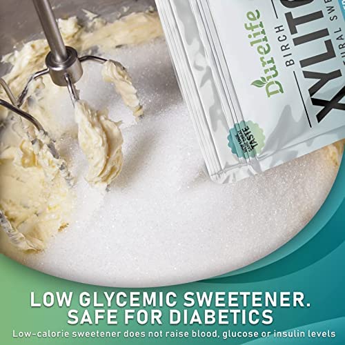 DureLife XYLITOL Sugar Substitute 5 LB Bulk (80 OZ) Made From 100% Pure Birch Xylitol NON GMO - Gluten Free - Kosher, Sugar alternative, Packaged In A Resealable zipper lock Stand Up Pouch Bag