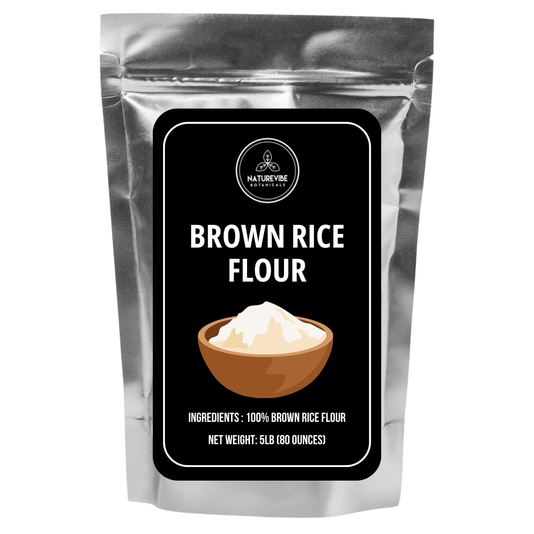 Naturevibe Botanicals Brown Rice Flour 5 lb | Whole Grain Gluten-Free Flour | Finely Ground, Non-GMO | Ideal for Baking, Rotis, Breads, Baby Food, Thickening &amp; Healthy Recipes 80 Ounces