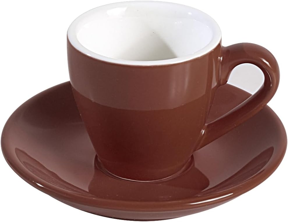 Porcelain Espresso Cup with Saucer, Espresso shot Cup, 80ml/2.7Oz, Brown