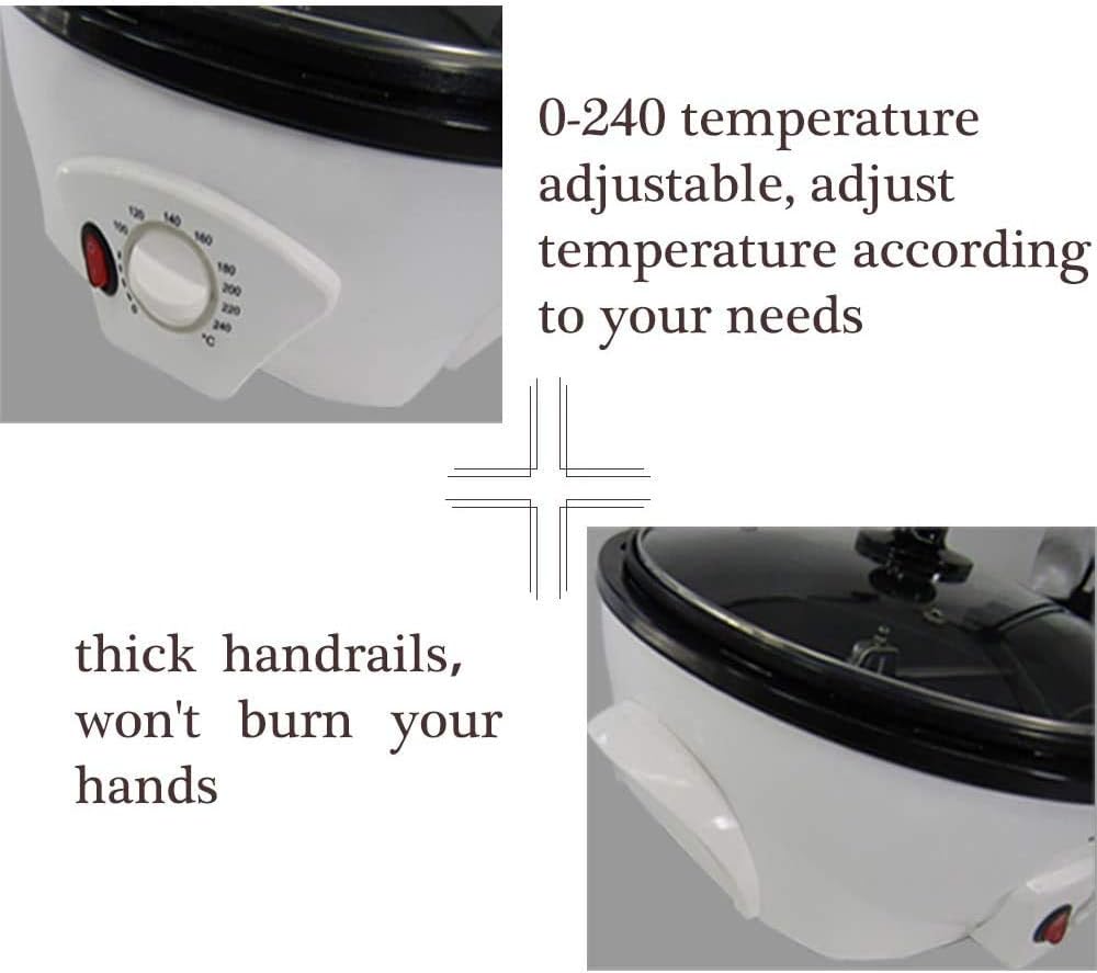JIAWANSHUN Electric Coffee Bean Roaster, 1.1lb, 0-240℃ | 1200W, 110V, Non-stick, Home use, Beginner Friendly, Temp Control, Easy Clean