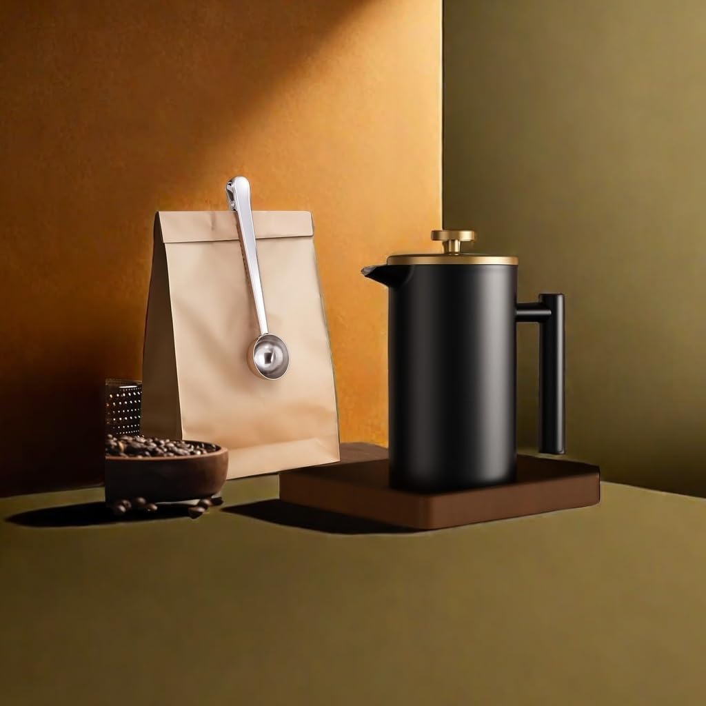 1500ml French Press Coffee Maker, Double Wall 304 Stainless Steel Insulated Cafetiere Coffee Press with 3 Layer Filter, Large Capacity Coffee Brewer for Home Camping Office