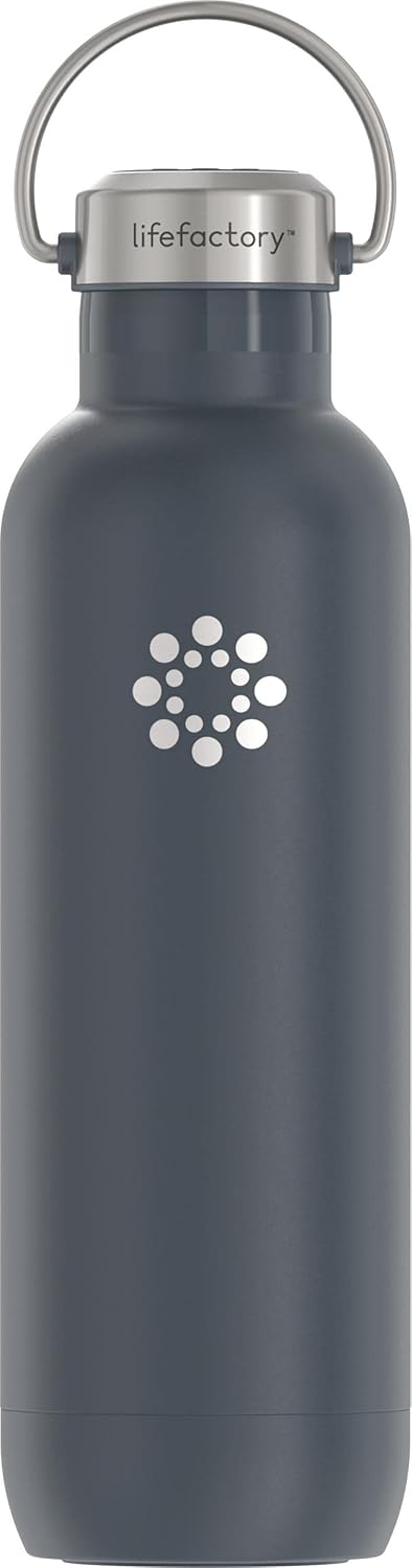 Lifefactory 24oz Stainless Steel Sports Bottle with Chug Cap, Carbon