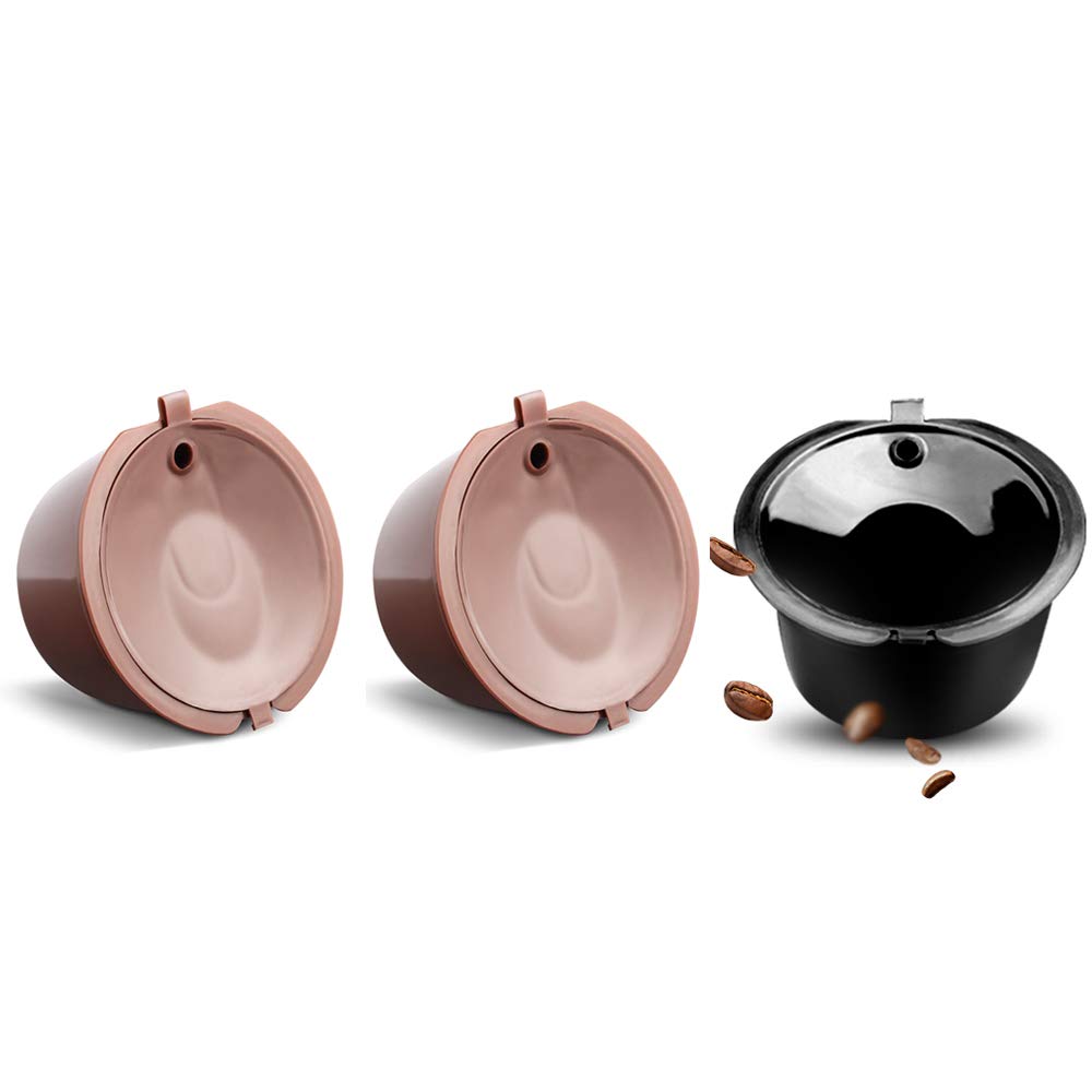 Dolc* Gu*to Refillable Capsules Reusable Coffee Pods Compatible for Nescafe Dolc* Gusto Brewers rich crema version（1Pcs Black+2 Pcs Brwon）