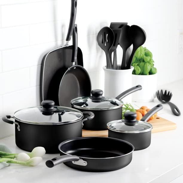 Tramontina Primaware 15-Piece Non Stick Pots and Pans Set, Storm | Aluminum Nonstick Cookware Kitchen Set with Cooking U