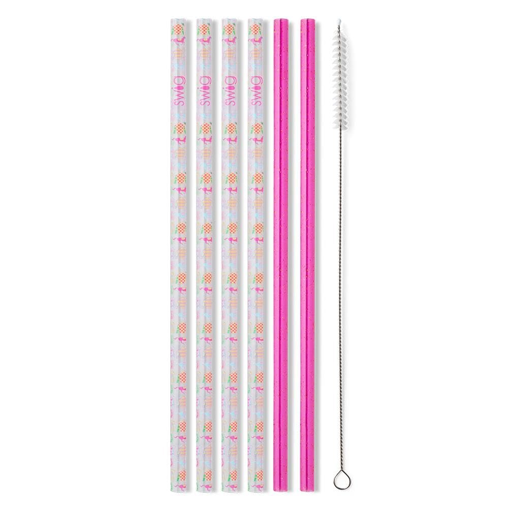 Swig Life Reusable Straw Set with Cleaning Brush, Go Baby Go | Reusable Straw Set - Cleaning Brush Included - 14 Inch Long - Accessories for Cups &amp; Mugs