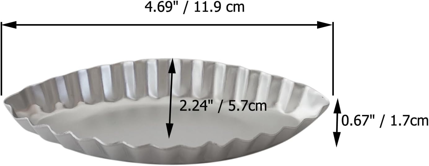 Aluminum Boat Tart Pan Fluted Oval Baking Mold, Small Wavy Tartlet | 10-Pack Flower Edge Tart Tins Pudding Tray for Small Desserts, Quiches, Pudding (4.69 x 2.24 x 0.67 Inch)