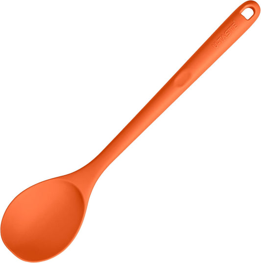 600ºF Heat Resistant Silicone Spoon: U-Taste 13.3in Solid Kitchen Cooking Spoon, Nonstick Food Grade Large & Long Soup
