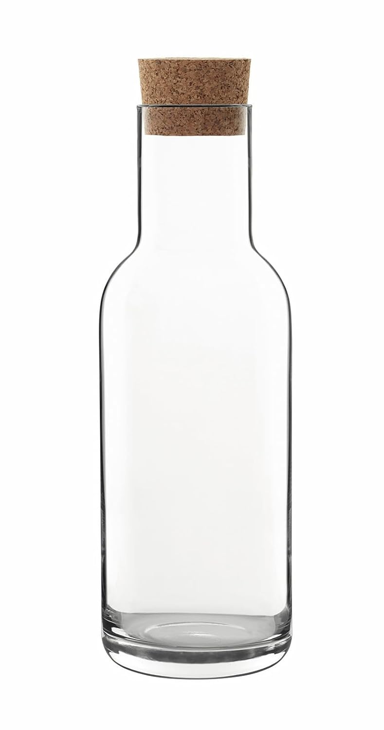 Luigi Bormioli Sublime 34 oz Carafe with Cork Stopper – Elegant Ultra Clear Glass Carafe For Wine, Water, Juice, Milk, Coffee, Iced Tea