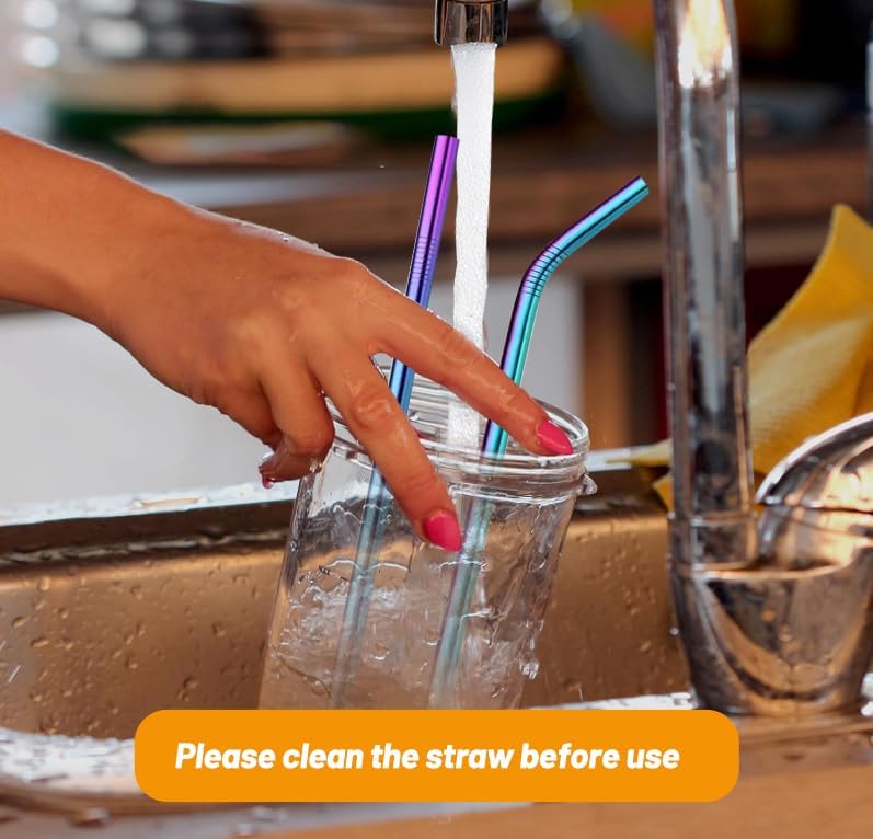 VEHHE 4 Pack 12.5-inchs Long Reusable Straws, Stainless Steel Straws