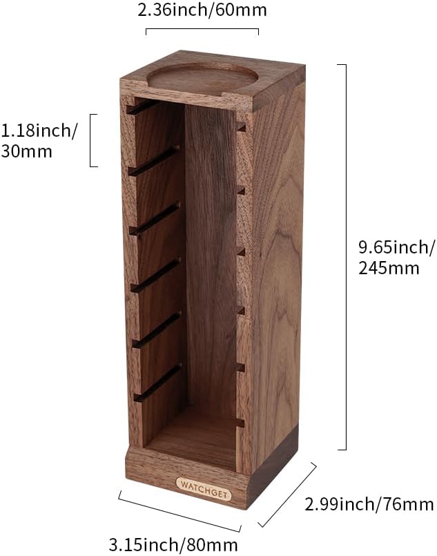 watchget 58mm Espresso Filter Basket Stand Portafilter Basket Holder Rack | Holds 6 Espresso Filter Basket; Puck Screen Holder; Walnut Wood
