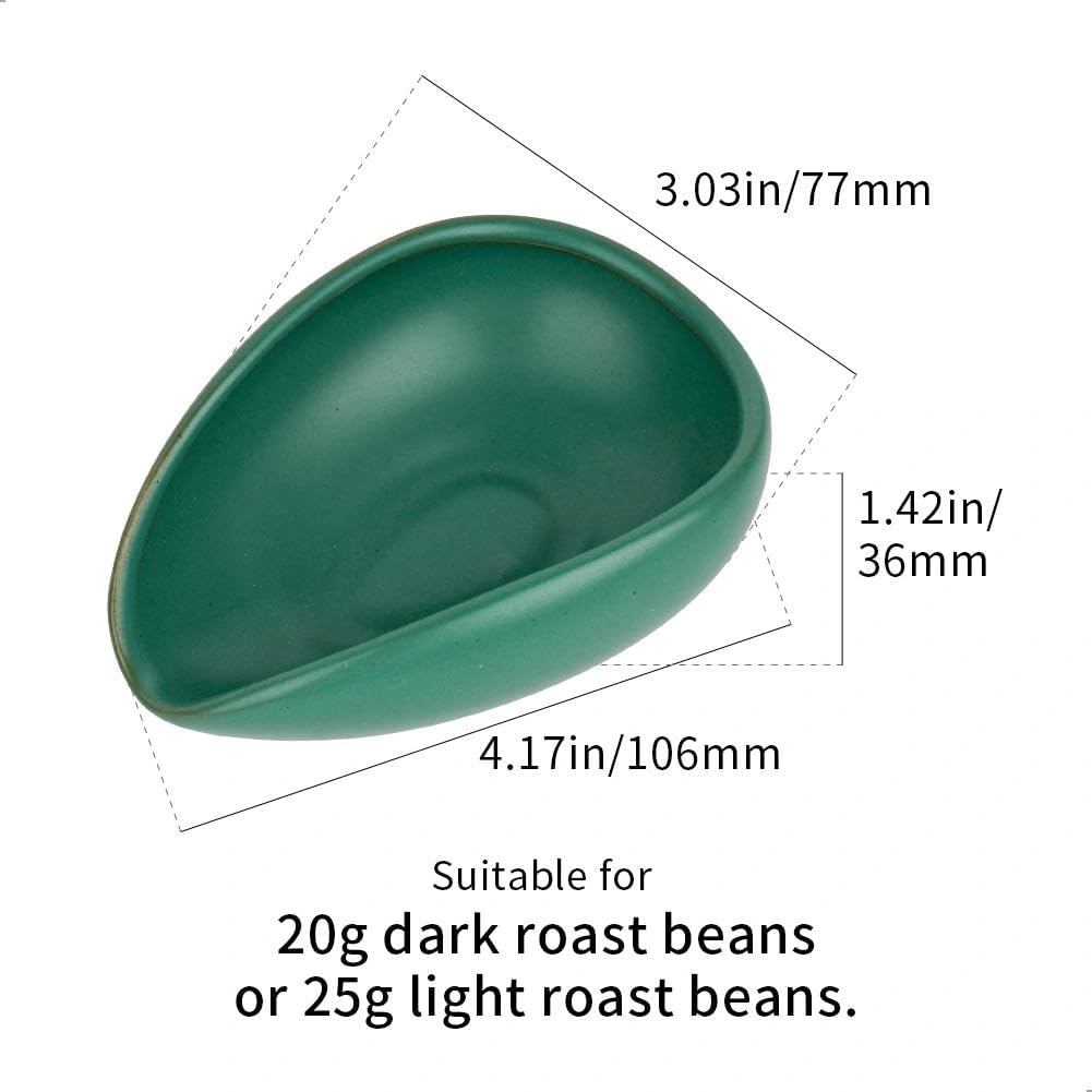 watchget Ceramic Coffee Dosing Cup &amp; Tea Storage Tray, Dark Green | Single Dose Measuring Container for Coffee Beans &amp; Loose Leaf Tea Dosing Vessel; Hold 20-25g Coffee Beans