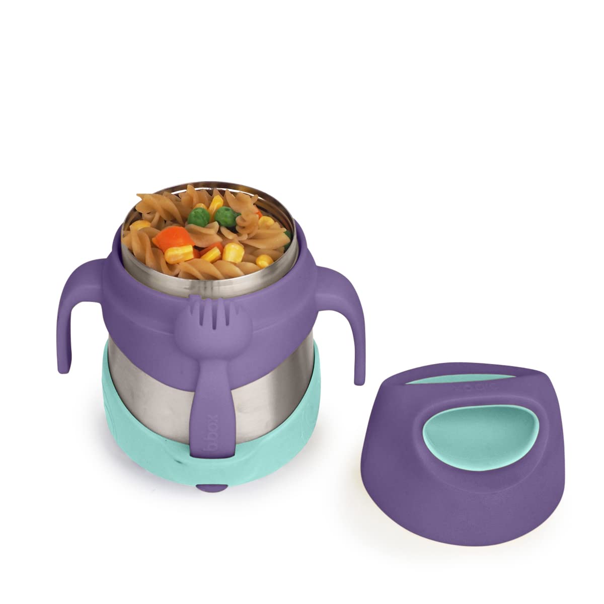 b.box Insulated Food Jar with Spork, 11 oz Lunch Containers for Kids | Stainless Steel Lunch Box for Kids, Food Containers, Warm 5 Hours, Easy Open, Dishwasher Safe, BPA Free — Lilac Pop