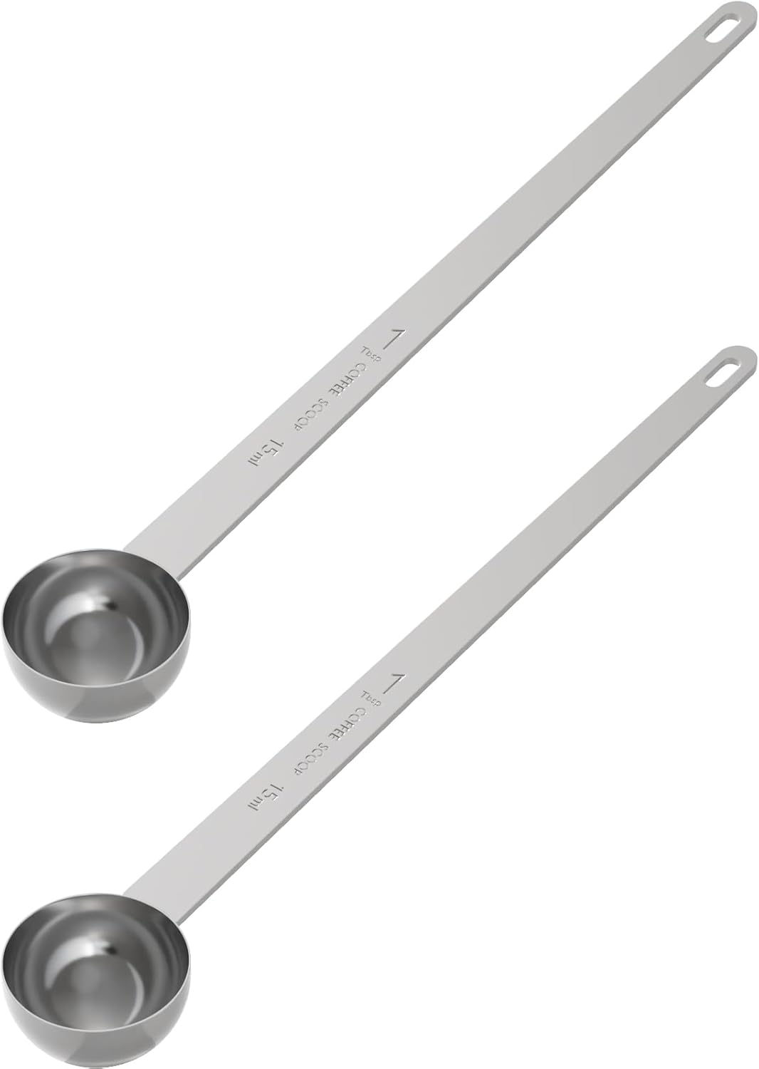 2PCS 1 Tablespoon Coffee Scoop, 9" Long Handle Measuring Spoon, One tbsp (15 ml) Stainless Steel Sco