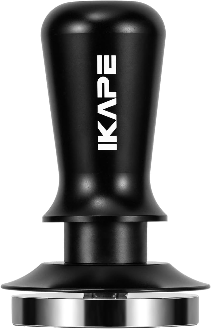 IKAPE 53.3mm Espresso Tamper, Premium Barista Coffee Tamper with Calibrated Spring Loaded, Threaded Stainless Steel Base Tamper Fits for Breville Series 54mm Portafilter Basket