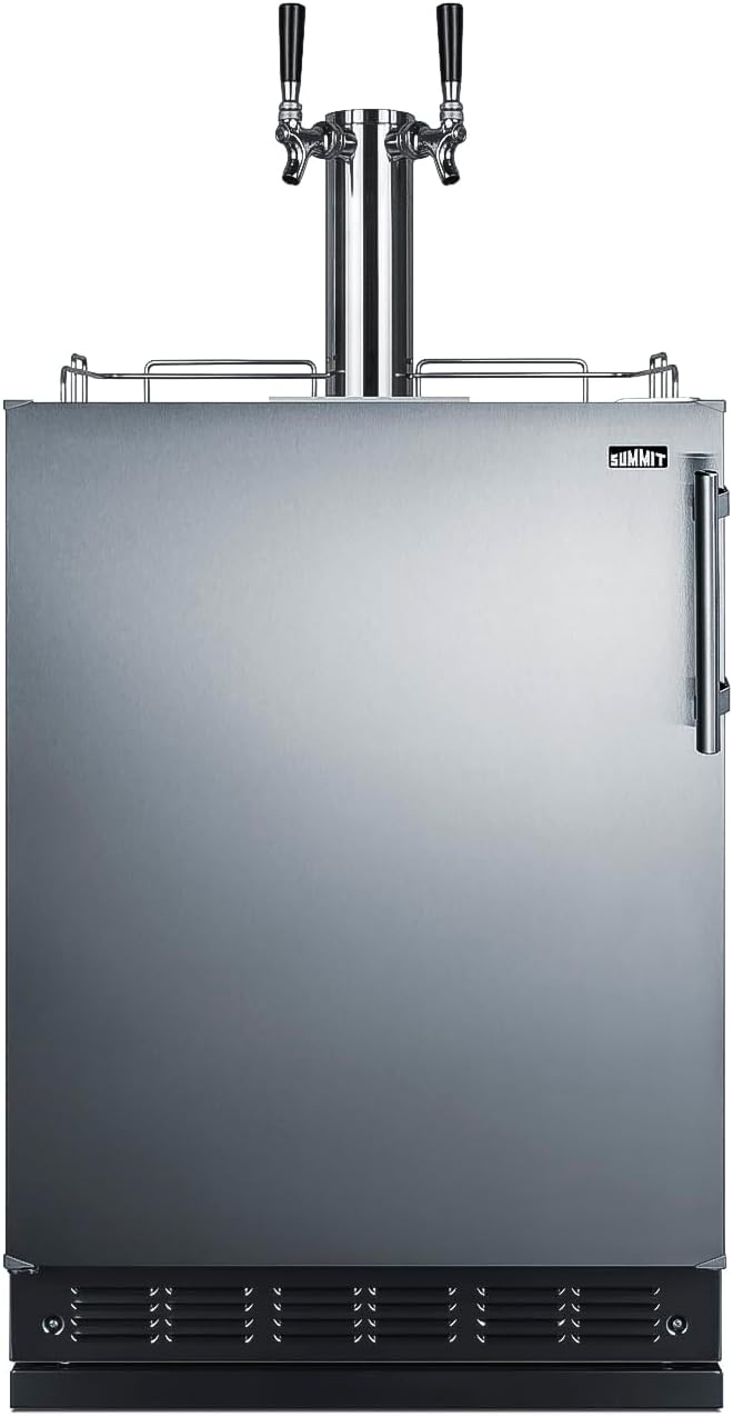 Summit Appliance 24" Wide Wine Kegerator/Refrigerator Combo, Black Interior, Caster Wheels, Residential/Commercial Use (LHD, Wine)