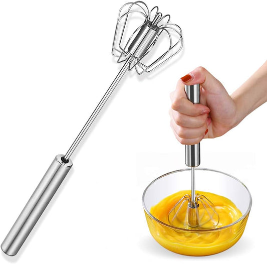 Stainless Steel Eggbeater,egg scrambler,hand mixer, Rotating Semi-Automatic Eggbeater, Allows you to stir Easily Without