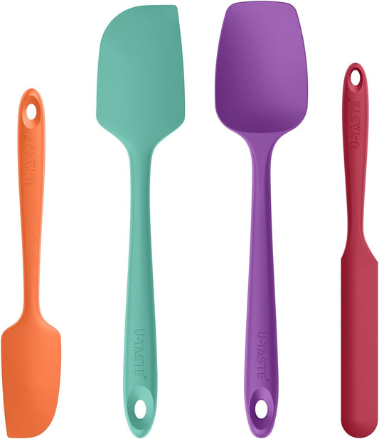 U-Taste Heat Resistant Silicone Spatula - 600ºF Hot-Proof Food Grade Kitchen Baking Bowl Scraper, Flexible and Sturdy Rubber