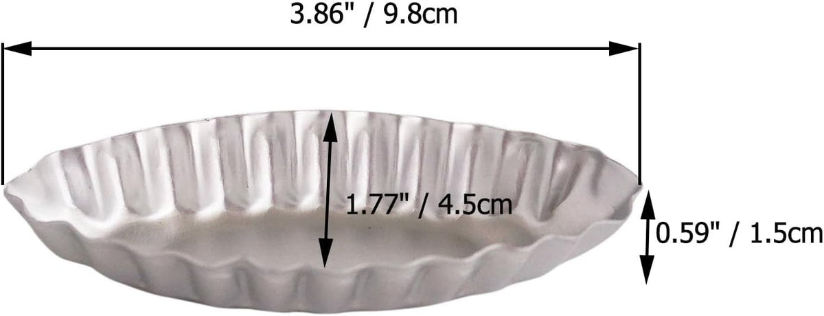 Tiny Aluminum Boat Tart Pan Fluted Oval Baking Mold, Wavy Tartlet | 10-Pack Flower Edge Tart Tins Bite Size Tray for Small Desserts, Quiches, Pudding (3.86 x 1.77 x 0.59 Inch)