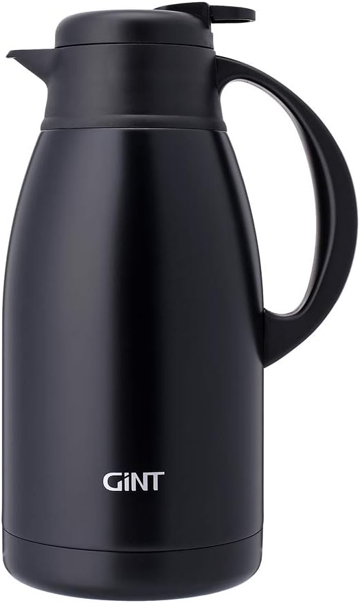 GiNT Stainless Steel Thermal Coffee Carafe, Double Walled Vacuum Water and Beverage Dispenser, 12 Hour Heat Retention, 65 OZ