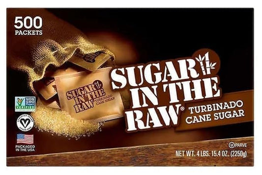 Sugar Packets, InThe Raw Sugar, 0.18 oz Packets, 500 per Carton