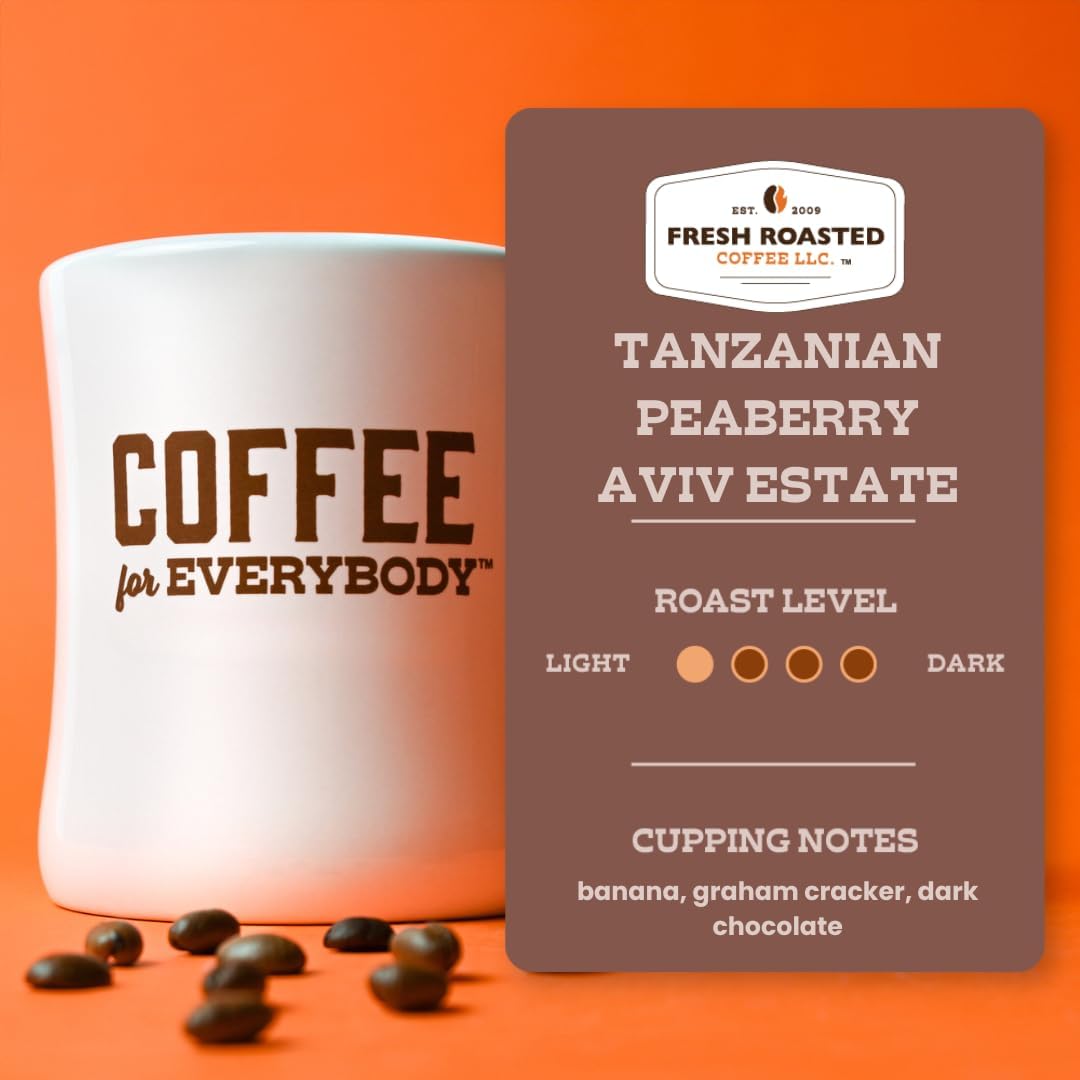 Fresh Roasted Coffee, Tanzanian Peaberry K-Cup Pods for Keurig Brewers, Light Roast, Kosher, 24 Count (Pack of 1)
