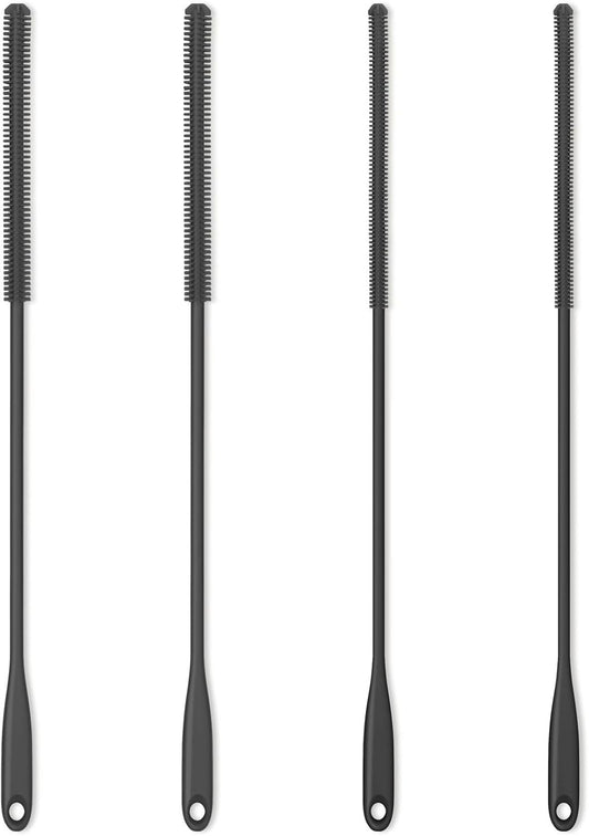 Silicone Straw Brush 4 Pack - (2 Small, 2 Wide) - 10 Inch Reusable Straw Cleaner, Pipe Cleaner, Glass and Detailing Tool